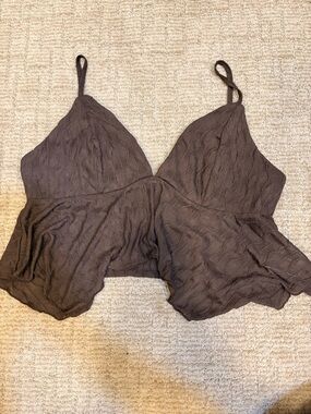 SHEIN Brown Knit Spaghetti Strap Crop Top